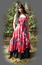 Dakota Zayles modeling one of her hand painted dresses