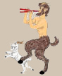 a satyr playing his pipes