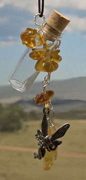 Amber/Topaz Glass stonewrap aromanecklace