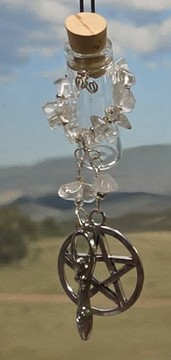 Clear Quartz stonewrap aromanecklace