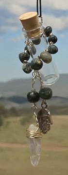 Moss Agate stonewrap aromanecklace