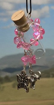 Pink Glass stonewrap aromanecklace